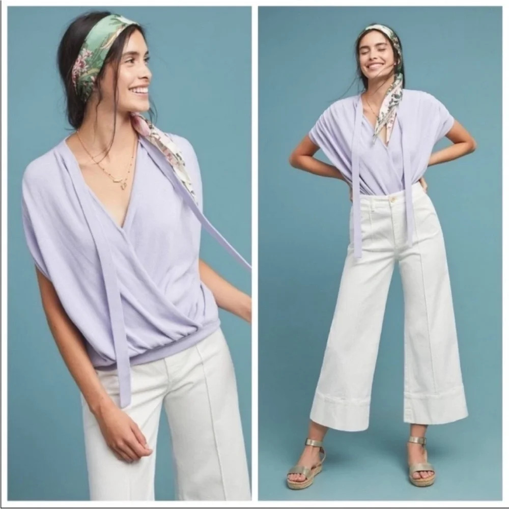 Anthropologie Rambuteau Surplice Lavender Purple
Wrap Sweater Top Size Small